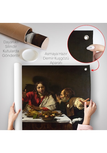Caravaggio - Emmaus'ta Akşam Yemeği Duvar Örtüsü - Supper At Emmaus-7137