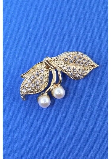 Gold Renk Fiyonk İnci Broş. Kristal Taşlı Tasarım İncili Fiyonk Yaka İğnesi Erkek Kadın Broş Gold