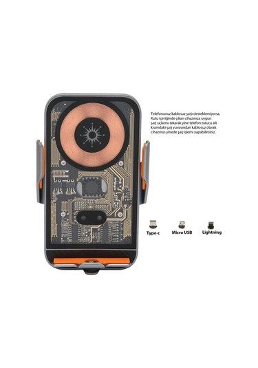 C11 Kablosuz 360 Derece Ayarlanabilir Indüksiyonlu 15w Hızlı Şarj Araç Ve Tutucu