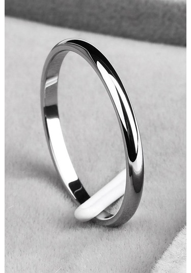 3mm İnce Bombeli Parlak Erkek Kadın Unisex Çelik Alyans Yüzük Cl27 Beyaz