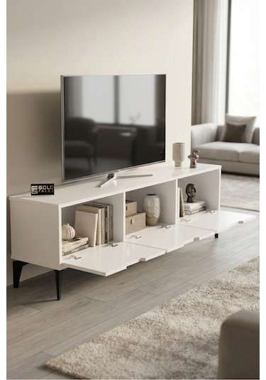 Reyo Falez Royal Tv Sehpası 160 Cm Tv Ünitesi Kapaklı Modern Şık Minimal Salon Konsolu 5091 Beyaz