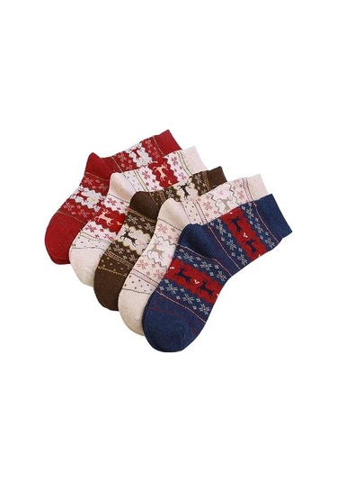 Çift Kadın Yün Çorap, Sıcak Kış Çorapları, Geyik Boynuzu Tasarımıyla Kalın, Noel İçin İdeal