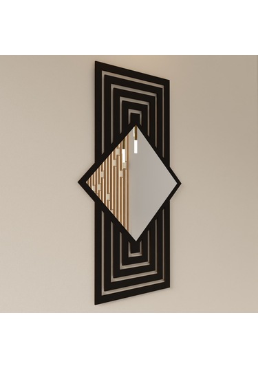 Dekoratif Minimal Ayna Pleksili Ahşap Duvar Süsü