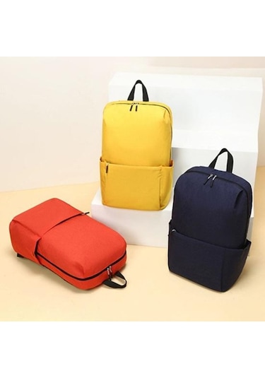 Sırt Çantası Geniş Omuzlu Düz Renk Askı Çok Katmanlı Cepler Büyük Yük Taşıma Kapasitesi Fermuar Kapatma Yellow Sarı