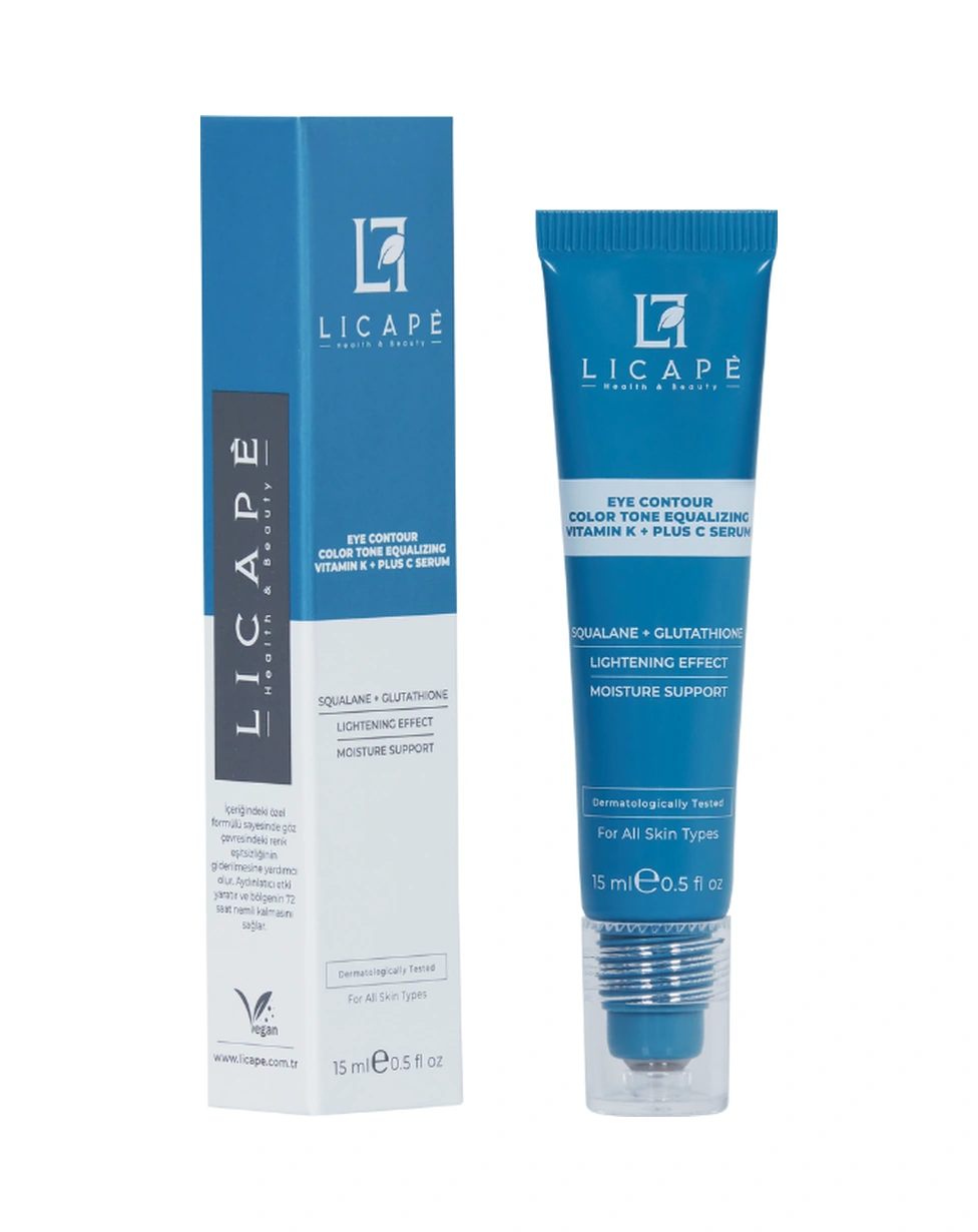 Licape Morluk ve İnce Çizgi Karşıtı Aydınlatıcı Vitamin K + C Göz Altı Serumu 15 ML