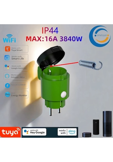 Xuweiwei Zigbee 3.0 Akıllı Dış Mekan Prizi Wifi 1 Paket Sesli Kontrol Zamanlayıcı 16a Alexa Home Assistant Hue Köprüsü Simatoper