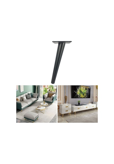 Sones Lh-zt-0001 Konik Yuvarlak Boru Mobilya Destek Ayakları, Stil: Eğik Konik Yükseklik 60cm Mat Siyah