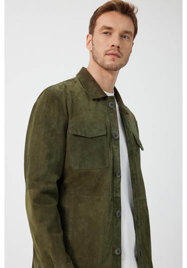 Fiorenzo Yeşil Nubuk Deri Gömlek Yeşil