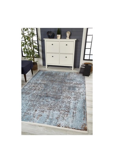 Vintage Efektli Mavi Otantik Halı - 1605ou