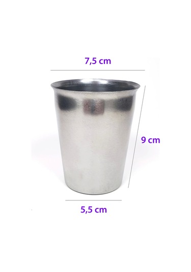 3 Adet Paslanmaz Çelik Krom Bardak 9 X 7,5 X 5,5cm Beyaz