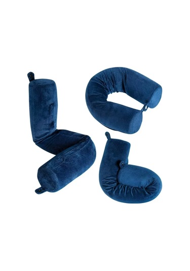 Geeksen Esnek Hafıza Köpük Boyun Yastığı - Öğle Yatması Seyahat Boyun Desteği - Uzun Silindir Kivircik Boyun Yastığı Lacivert Koyu Mavi