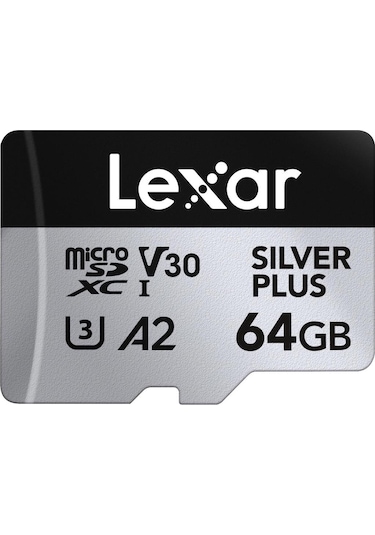 ﻿Lexar 64 GB Silver Plus 205 MB/s 4K V30 Uhsı Micro SD Hafıza Kartı