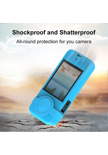 Wezone Insta360 X3 Panoramik Kamera İçin Mavi Silikon Koruma Kılıfı Lens Kapağı İçerir