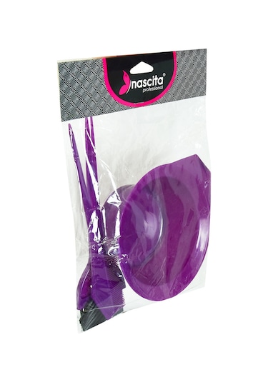 Nascita Saç Boyama Tası Fırça Tarak Seti 4'lü Mor