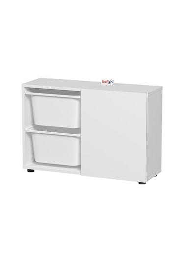 Bofigo Sepetli Dolap Çok Amaçlı Dolap Oyuncak Dolabı Sıla Beyaz