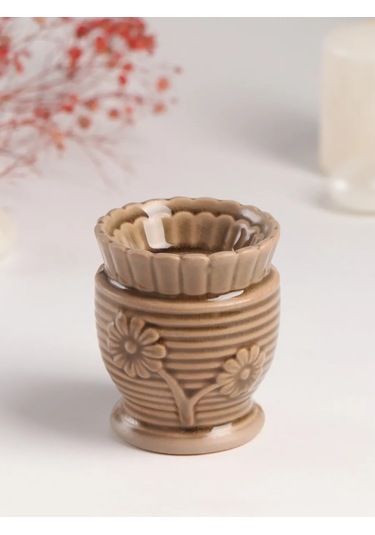 Simalend Aroma Lambası Seramik Çiçeklenme Koyu Gri 397519761