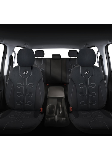 Minderland Fa Serisi - Volkswagen Amarok İle Uyumlu Koltuk Kılıfı, Tay Tüyü / Siyah
