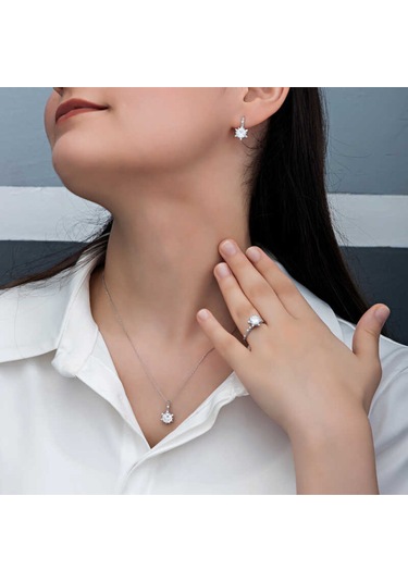 Casera's Gümüş Çiçek Desenli Kadın Set Csr2185267 Gümüş