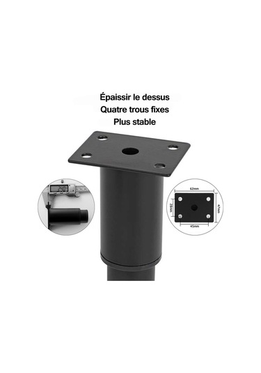 Mufunye Mobilya Ayakları 180'den 300mm'ye Kadar Soğuk Haddelenmiş Çelikten Ayarlanabilir 4'lü Set Yatak Kanepe Masa Gardırop İçin Uygun