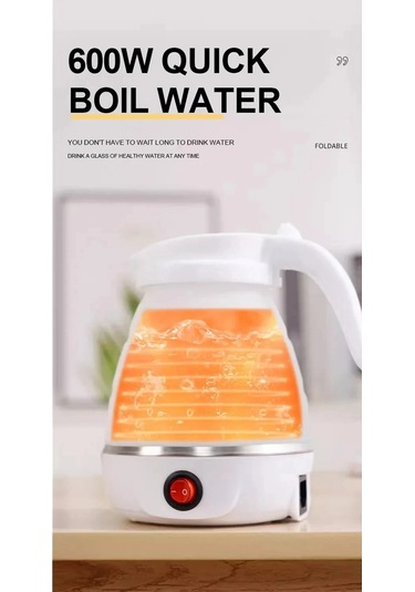 White 0.6l Mini Katlanır Su Isıtıcısı Taşınabilir Su Isıtıcı