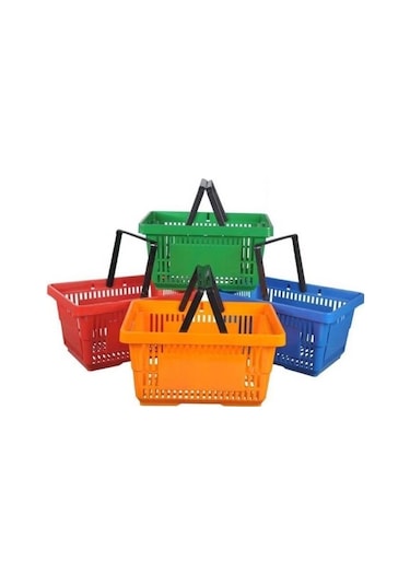 10 Adet 22 Lt Plastik Alışveriş Sepeti - Market El Sepeti Siyah
