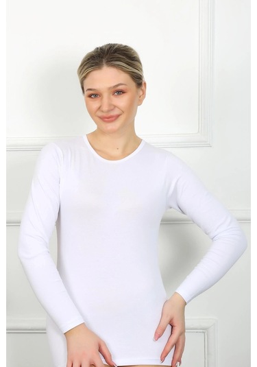 Giyim Bayan Uzun Kol Body Beyaz Beyaz