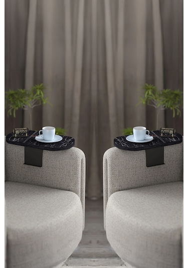 İkili Yan Sehpa Ayarlanabilir Tepsi Oval Dekoratif Bendir