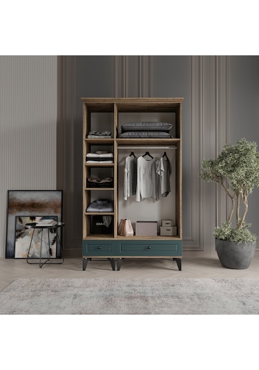 Beenal Nisa 3 Kapaklı Gardırop Dolap 120cm Atlantik Çam-yeşil