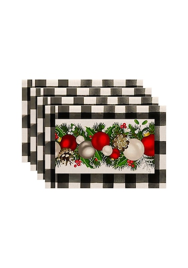 4 Adet Noel Ağaçları Kar Pembe Noel Masa Örtüleri Kış Masa Örtüleri F Diğer