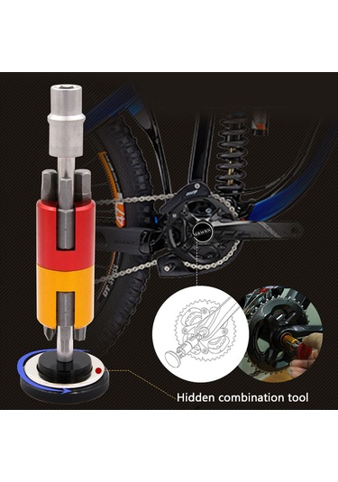 Jeemson Bisiklet İçin Orta Boş Eksenli Diş Plakası Araçları - Gizli Taşınabilir T25 Altıgen Anahtar - 21mm Ve Altı Boş Basınç Disklerine Uygun - Siyah Çok Renkli