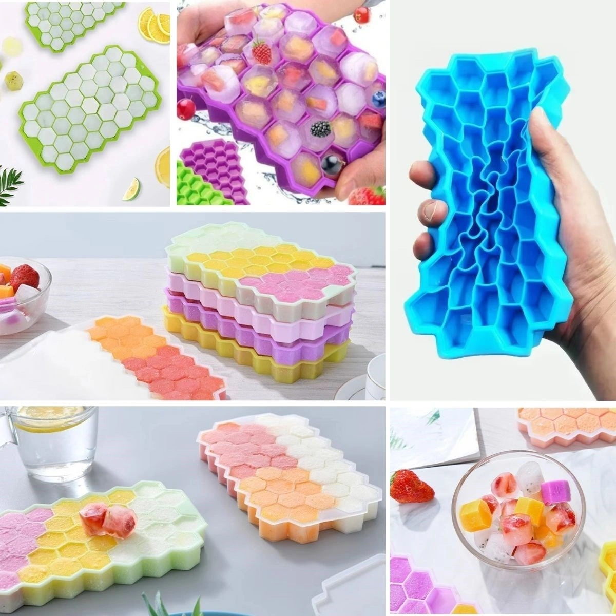 37 Bölmeli Slikon Petek Şeklinde Buz Kalıbı 4741 Ahşap - Gümüş