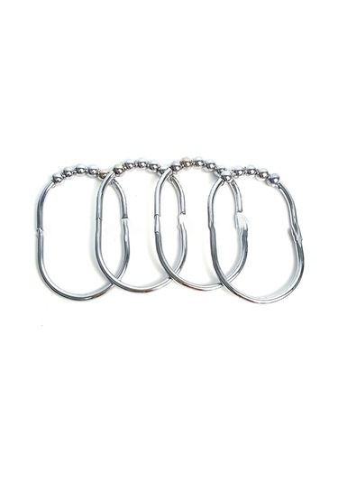 24 Adet Krom Kaplamalı Duş Perdesi Kancası Halkası, Banyo Duş Perdesi Kancası Duş Barı İçin Uygundur Gümüş