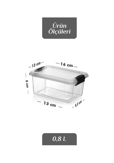 4'lü Set - 800ml Kilit Kapaklı Erzak Saklama Kabı Difriz Buzdolabı Düzenleyici Saklama Kutusu Şeffaf Şeffaf