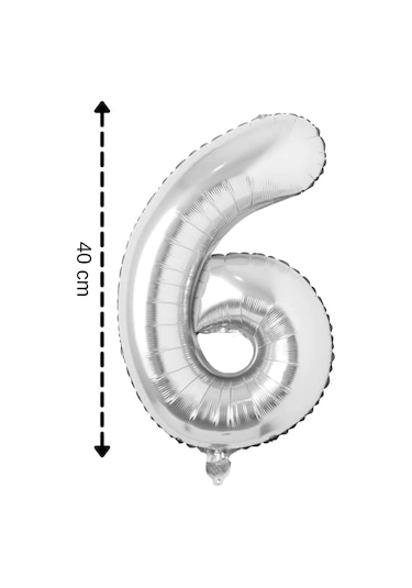 Folyo Balon 6 Rakamı Helyum Balon 40 Cm Gümüş
