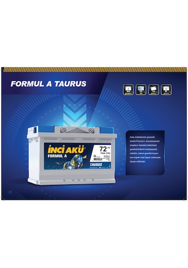 İnci Formul A Taurus 12 V 72 Ah 700 Cca En Akü-yerinde Montaj