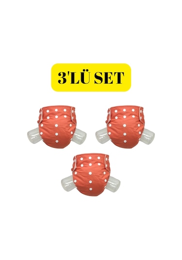 Bezhane 3'lü Çıt Çıtlı Yıkanabilir Bebek Bezi Kiremit Rengi 3'lü