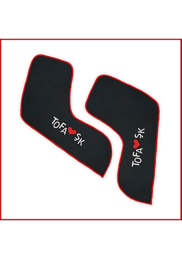 Tofaş Şahin Doğan Kartal Yüksek Torpido Koruma & Vites Konsol Yan Kaplama Halısı - Nakışlı Siyah