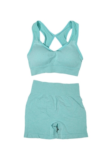 Kadın Yoga Seti Şeftali Yüksek Bel Kalça Kaldırıcı Spor Seti Toparlayıcı Darbeye Dayanıklı Hızlı Kuruyan Koşu Pantolonu Fitness Yoga Kıyafetleri Yeşil