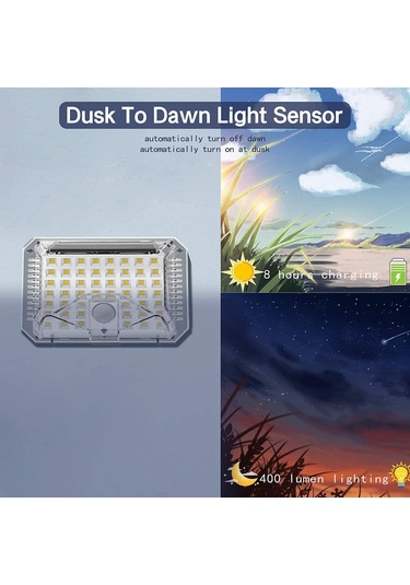 Maiyame Güneş Enerjili Duvar Lambası, 130 Lumen, 28ft Algılama Mesafesi, 6000k Işık, 2 Adet Set