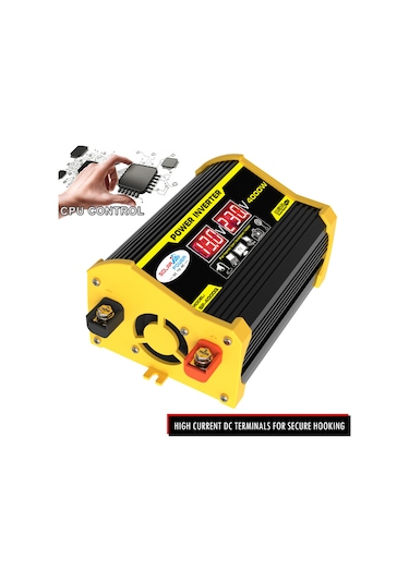 Taşınabilir İnverter Araba Güç İnvertörleri Dc12volt'tan Ac110/220volt'a Trafo 4000w Modifiye Sinüs -siyah