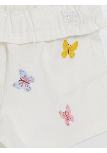 Lcw Kids Ayarlanabilir Lastikli Kız Çocuk Şort Krem Rengi