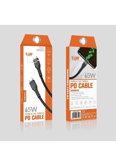 Nr9 Type-c To Type-c iPhone Uyumlu Android 65w Pd Led Işıklı Kabl