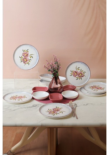 Keramika Polya 14 Parça 6 Kişilik Kahvaltı Takımı Çok Renkli