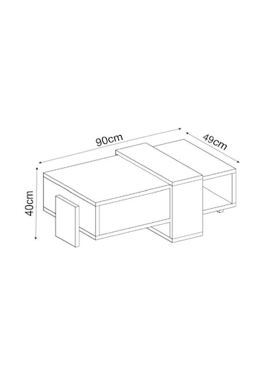 Meleni Orta Sehpa 90 Cm Modern Tasarım Raflı Ceviz/antrasit
