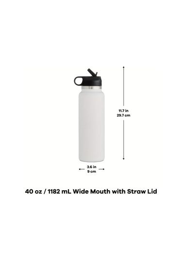 Paslanmaz Çelik Yalıtım Bardağı Vakum Bardak, Açık Kamp Seyahati İçin 40oz Büyük Kapasiteli Spor Termos Beyaz