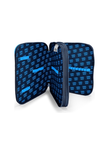 Coral High Kids Lacivert Mavi Astronot Desenli Çift Katlı Kalem Çanta 11149 Mavi