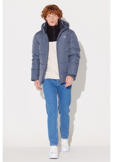 Lee Kapüşonlu Regular Fit Mavi Erkek Şişme Mont L88Bnya66 L88Bnya66 Mavi