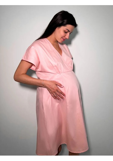 Modamıca Gebe Ve Emziren Anneler İçin Hastane Saten Gece Elbisesi 468594895 Pembe