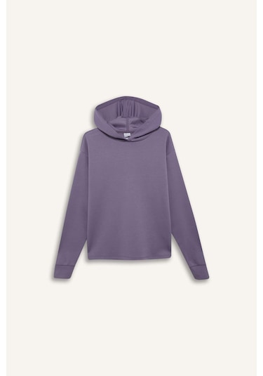 DeFactoFit Standart Fit Kapüşonlu Skuba Dalgıç Kumaş Sporcu Basic Düz Sweatshirt A5626AX25SPPR505