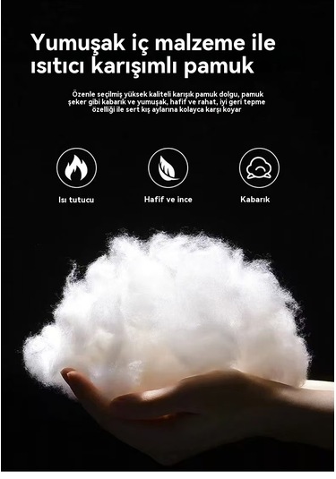 Çıkarılabilir Kapüşonlu Kalın, Sıcak Pamuklu Erkek Ceketi Haki